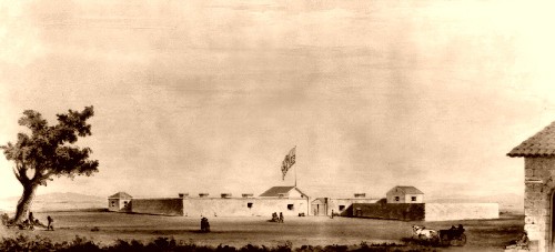 Sutters Fort in 1847, courtesy of the Library of Congress