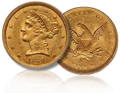 1840-C_T1_5 gold eagle coin